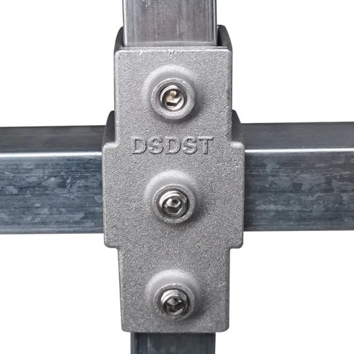 Raccord croisé pour profils métalliques 4 directions 25 × 25 mm argenté pour connexion solide de profils carrés dans des cadres de construction