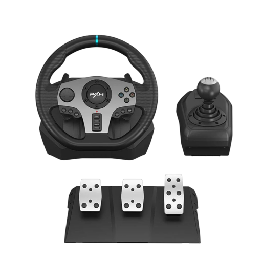 Racervogn PXN V9 med pedaler og gearstang, vinkel 270°/900°, kompatibel med PC PS4 PS3 Switch Xbox One Series X/S, sort til racerspil