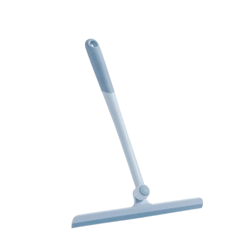 Racletă de duș rotativă 360° pentru sticlă cu lamă din silicon corp din plastic racletă albastră pentru oglinzi și cabine de duș în baie