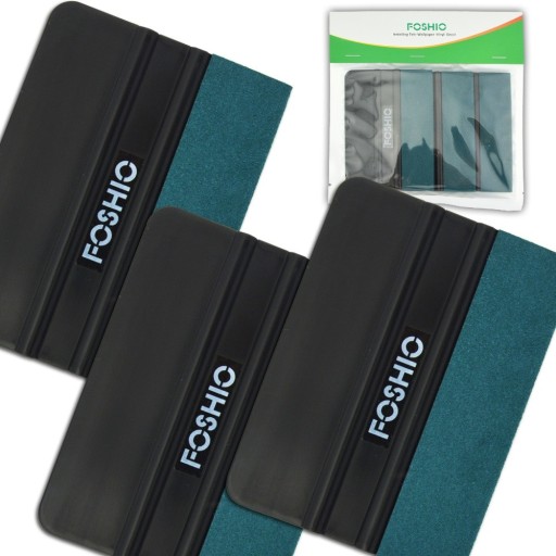 Raclette en plastique avec feutre pour application d'autocollants 3 pcs