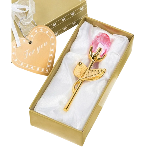 Rădăcină de cristal artificială cu tulpină aurie în cutie cadou 9 x 3 cm, cutie aurie 3 x 5,5 x 12 cm