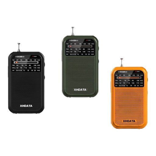 Rádio de bolso 12,5 x 2,8 x 7,2 cm em estilo retro com 4 bandas FM1 FM2 MW e SW com processamento de sinal DSP e antena telescópica