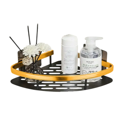 Raft de duș de colț 29x22x5,5 cm, organizator triunghiular pentru baie, fără găurire, din oțel inoxidabil, din aluminiu, autoadeziv, suport pentru cosmetice