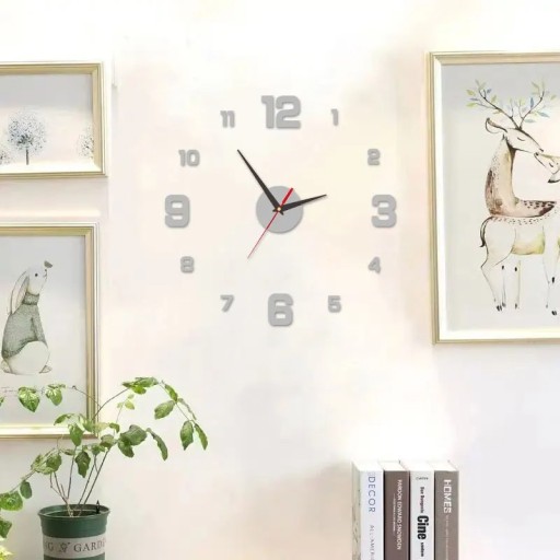 Rahmenlose Wanduhr, 3D-Ziffern aus schwarzem Acryl, leiser Betrieb, geeignet für die Wand im Wohnzimmer, Schlafzimmer, Küche, Vintage-Stil