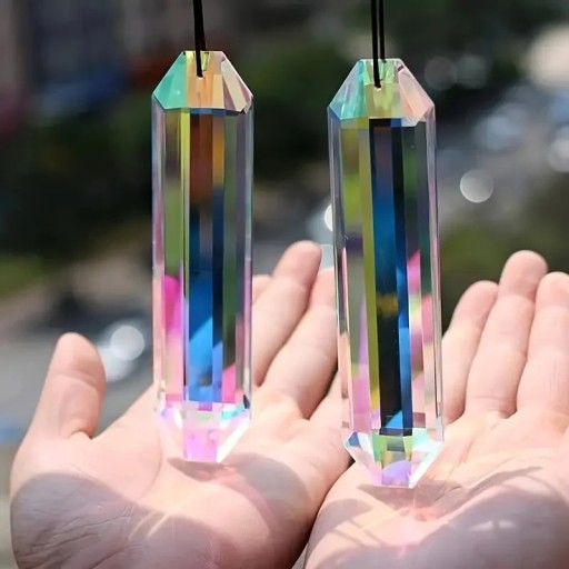Rainbow Crystal Hanging 2 pcs Sun Catcher for Window or Garden Decorative Hanging Crystal Creates Rainbow Glass Ornament Feng Shui