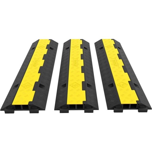 Ralentisseurs 3 pcs pour voitures 101 x 24,5 x 5 cm capacité 4500 kg caoutchouc PVC noir-jaune pour route et garage