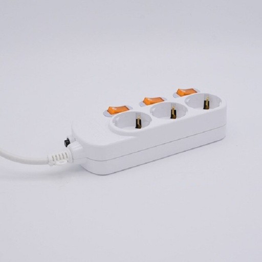 Rallonge avec 3 prises et interrupteurs 2 m