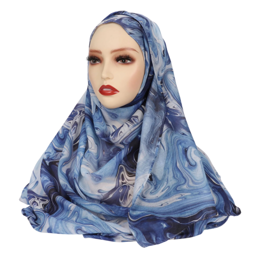 Ramadan Hijab med abstrakt mønster 80x180 cm polyester let tørklæde til bøn, festligt og almindeligt brug