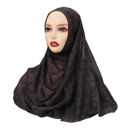 Ramadan Hijab med fint mønster design 80x180 cm polyester let tørklæde til bøn og daglig brug