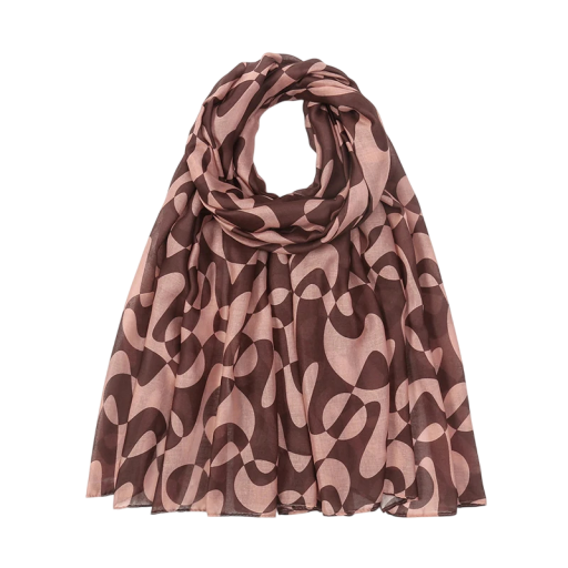 Ramadan Hijab met Abstract Patroon 80x180 cm van Polyester in Bruin Beige voor Dagelijks Gebruik