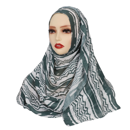 Ramadan Hijab met gestreept patroon 80x180 cm polyester lichte sjaal voor gebed en dagelijks gebruik