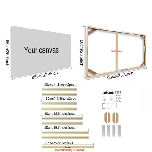 Rame din lemn natural pentru fotografii 60 x 90 cm Rame pentru pânză 65 x 95 cm Cu întărire medie 57,5 cm ramă suspendată pentru fotografii și opere