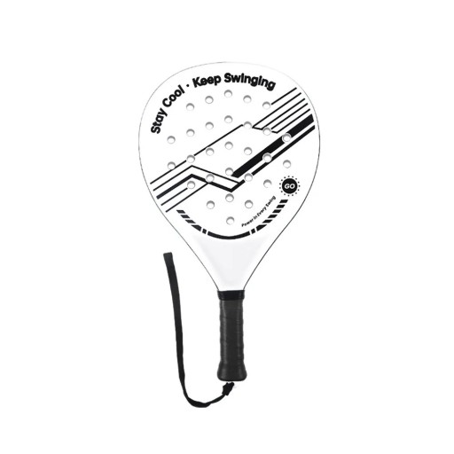 Raqueta de Padel Superficie de fibra de carbono Núcleo de espuma EVA con memoria Superficie perforada Correa para la muñeca Blanco-negro Para canchas de padel