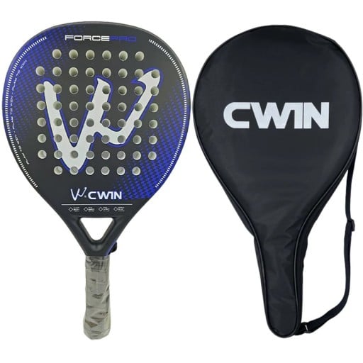 Raquette de Padel CWIN Force Pro poignée en fibres de carbone cadre en carbone housse de transport forme en goutte pour joueurs récréatifs et avancés
