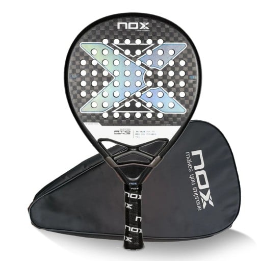 Raquette de Padel NOX AT10 Genius 12K carbone 12K surface cadre en carbone housse de protection Noir pour joueurs avancés Agustín Tapia luxury series