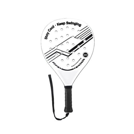 Raquette de padel Surface en fibres de carbone Noyau en mousse à mémoire EVA Surface perforée Dragonne Blanche et noire Pour les courts de padel