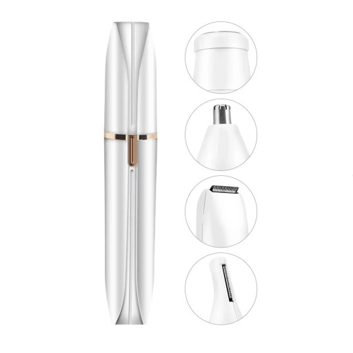 Rasoio Elettrico 4 in 1 Rasoio Multifunzionale con 4 Testine Intercambiabili Depilatore Lavabile Cura di Sopracciglia, Naso, Capelli e Corpo