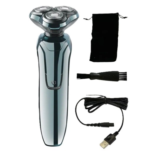 Rasoio elettrico rotante e rifinitore per barba impermeabile rasoio ricaricabile funzionamento 50–65 min grigio per la cura di barba e capelli