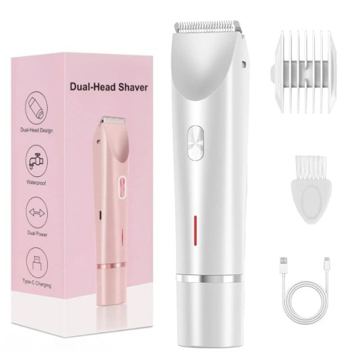 Rasoir électrique pour femmes 2 en 1 IPX7 étanche rechargeable pour le corps le visage les aisselles le maillot