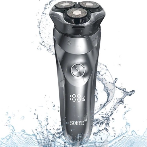 Rasoir électrique pour hommes avec indicateur de niveau de batterie écran LCD Tondeuse à barbe étanche IPX7 Rasoir intelligent pour hommes avec têtes rotatives