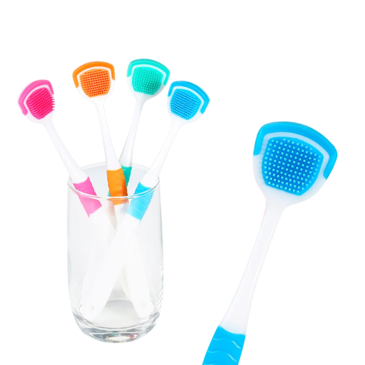 Raspador de lengua de silicona de doble cara 18 cm Cepillo de lengua 2 en 1 Salientes pequeños y grandes Limpiador de lengua para eliminar la capa