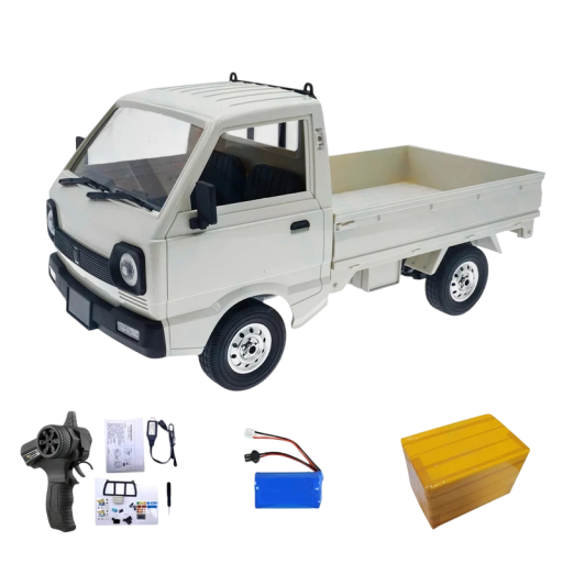 RC Car WPL D12 1:10 33×14×16 cm Electric Remote Control Truck Drift LED Lights Rear-Wheel Drive Offroad 25 Min Driving