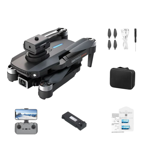 RC-drone 30x26x8 cm Vidvinkel 4K-kamera 360° vinkel Børsteløs motor WiFi LED-lys Forhindringsundgåelse 3 hastigheder Beskyttelsesboks