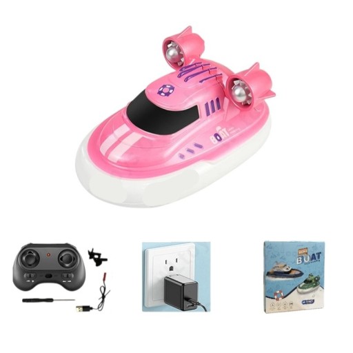 RC rosa Boot 4 x 6 x 9 cm Doppelter Motor 8 km/h LED Lichter 2,4 GHz 4 Kanäle 30 m Reichweite Lithium-Batterie 3,7 V 100 mAh USB-Ladung Wasser-Spielzeug