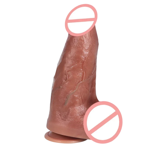 Realistisk silikonedildo med sugekop, 23 cm åreformet, fleksibelt hypoallergenisk materiale, diskret emballage