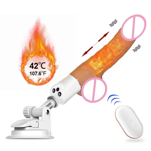 Realistisk udseende opvarmet vibrator med fjernstyrede bevægelses- og vibrationstilstande, diskret emballage