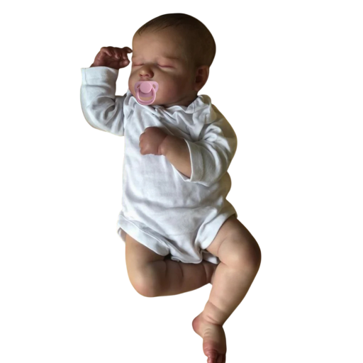 Reborn drengdukke 43 cm Realistisk vinyldukke med lukkede øjne Sutter Flaske Tøj Fødselsattest
