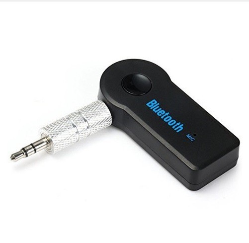 Receptor Bluetooth con conector jack para coche y altavoces Reproducción inalámbrica de música desde el teléfono Adaptador negro pequeño con micrófono