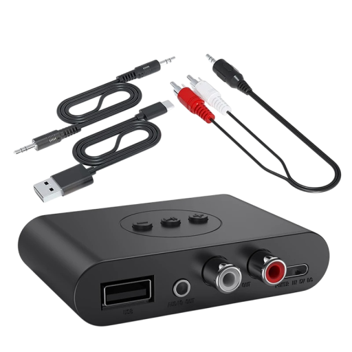 Receptor de áudio Bluetooth 5.2 com NFC USB Pen Drive adaptador AUX 3,5mm RCA com microfone Adaptador estéreo sem fios para auto amplificador de colunas