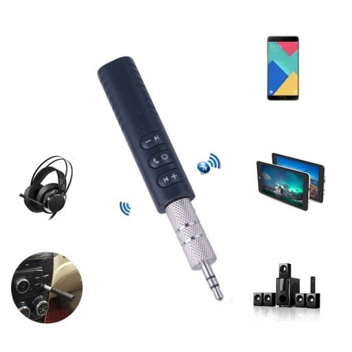 Receptor de audio Bluetooth con clip y botones para controlar la música Conector jack de 3,5 mm Para auriculares y en el coche Adaptador jack de 3,5