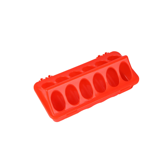 Recipient pentru cereale pentru găini cu 12 orificii pentru hrănire ușoară 20 x 9 cm jgheab din plastic portocalie pentru găini și pui în coteț
