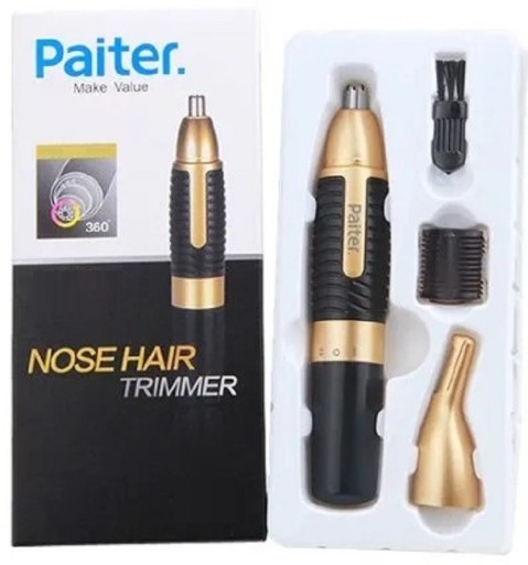 Recortador de vello nasal para 1 pila AA Afeitadora de vello nasal y de orejas Recortador de vello nasal de acero inoxidable de 360° con accesorios