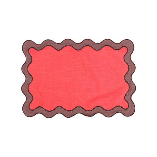 Rectangular Placemat 48 x 33 cm 100% Cotton Wavy Edge Playful Design Decorative Cotton Table Mat