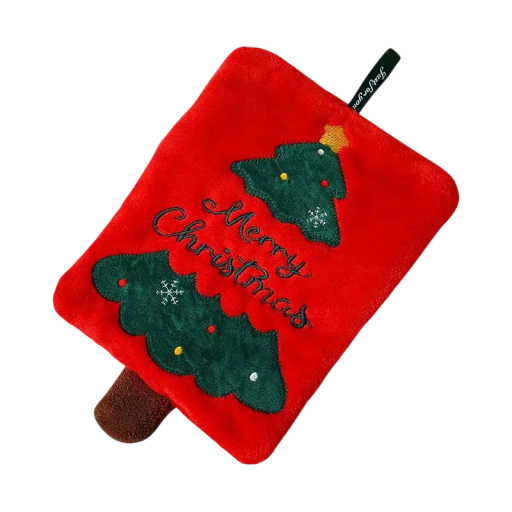 Ręcznik świąteczny z pętelką i motywem choinki 18,7 x 23,7 cm wzmocniony polar czerwony szybkoschnący chłonny do kuchni i łazienki