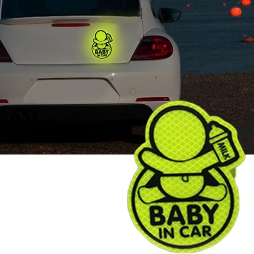Reflekterende bilklistermærke Baby i bil