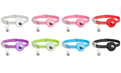 Reflexiver Katzenhalsband mit Halterung für AirTag Sicherheits-Halsband mit Glöckchen Verstellbares Halsband gegen Verlust von Haustieren