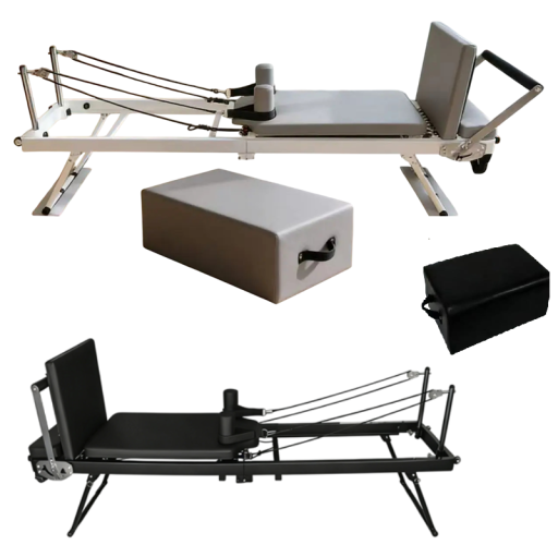 Reformer de Pilates plegable máquina de ejercicios con almohadilla acolchada Estructura metálica Correas de resistencia para estiramiento Fortalecimiento de todo el cuerpo