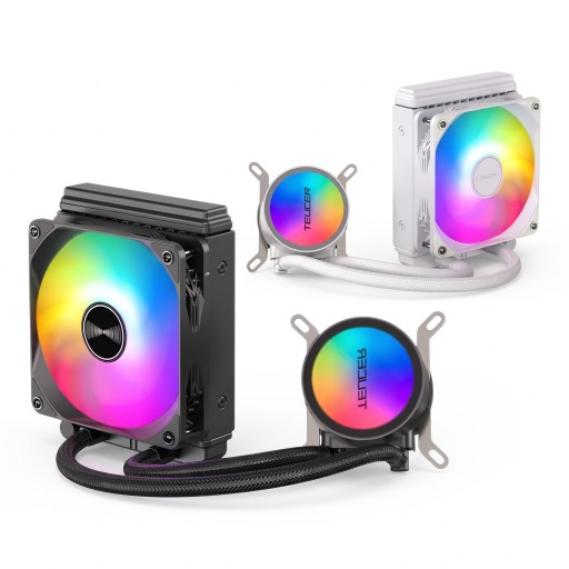 Refroidissement liquide CPU Teucer AIO refroidisseur liquide RGB rétroéclairage Radiateur 120 mm Ventilateur PWM Base en cuivre Pour LGA1700