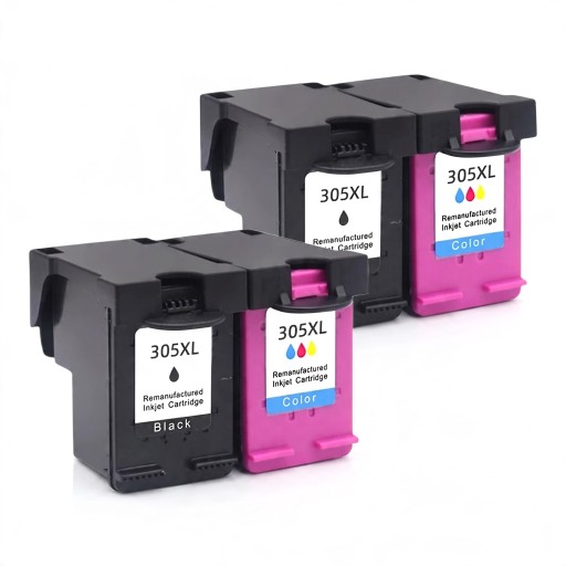 Refurbished HP 305XL Ink Cartridges Pack of 4 2x Black and 2x Tri-Colour 18 ml with Chip for HP DeskJet 2700 2720 4120 and Envy 6020