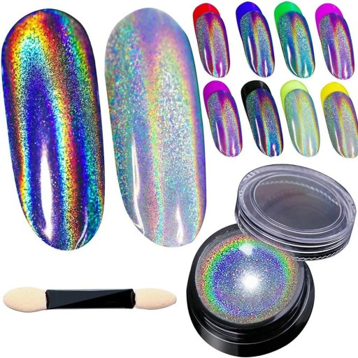 Regenboogpoeder voor nagels voor een regenboogeffect voor manicure en nail art