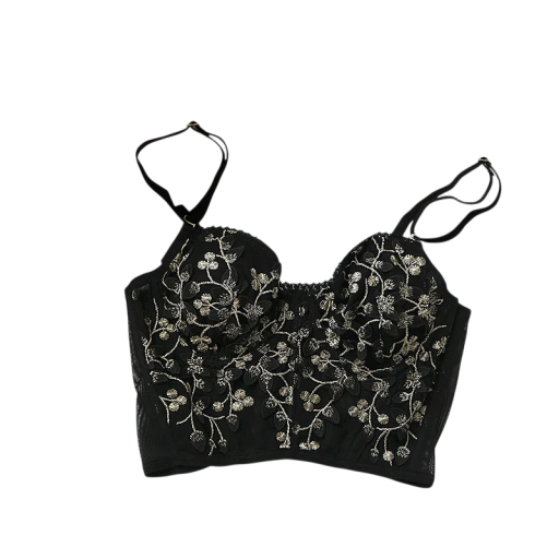 Reggiseno da donna in pizzo con motivo ricamato e taglio allungato in poliestere elastan nylon lycra acrilico biancheria intima da indossare