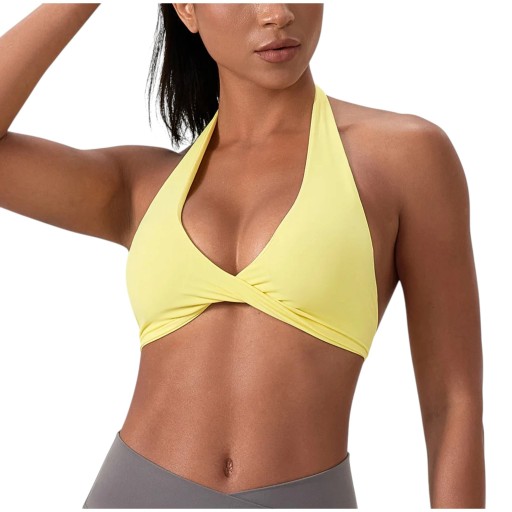 Reggiseno sportivo da donna con scollo a V incrociato e schiena scoperta per yoga, pilates e fitness