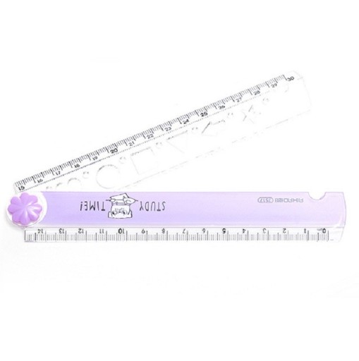 Regla plegable para niños con una longitud total de 30 cm. Regla escolar colorida para niños con un lindo motivo. Regla plegable transparente para la escuela.
