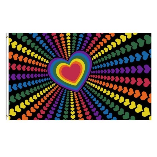Regnbue hjerteflag 90 x 150 cm