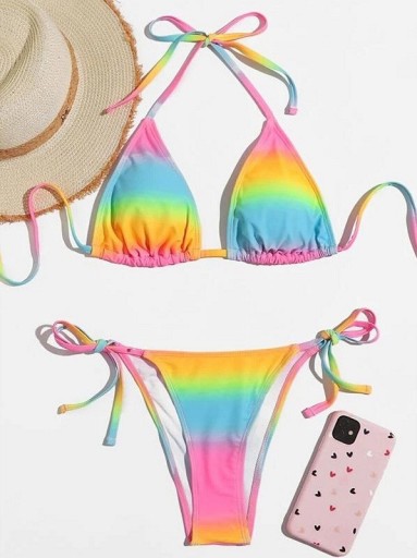 Regnbuefarvet bikini til kvinder