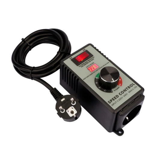 Regulátor napětí a otáček motoru 220V 4000W Přenosný regulátor výkonu do zásuvky pro brusku vrtačku nářadí 120x65x55 mm